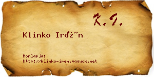 Klinko Irén névjegykártya